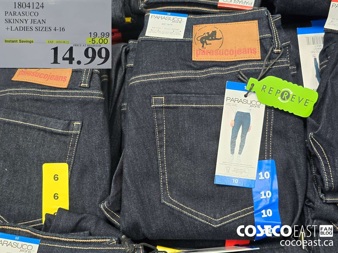 1804124 PARASUCO SKINNY JEAN +LADIES SIZES 4-16 ($5.00 INSTANT SAVINGS EXPIRES ON 2024-08-11) $14.99