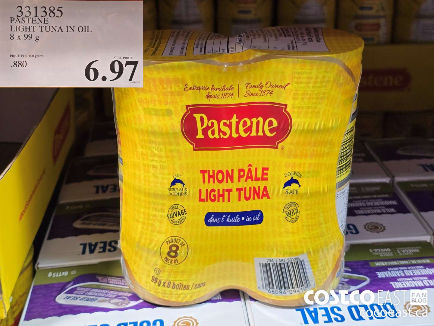 331385 PASTENE LIGHT TUNA IN OIL 8 x 99 G $6.97