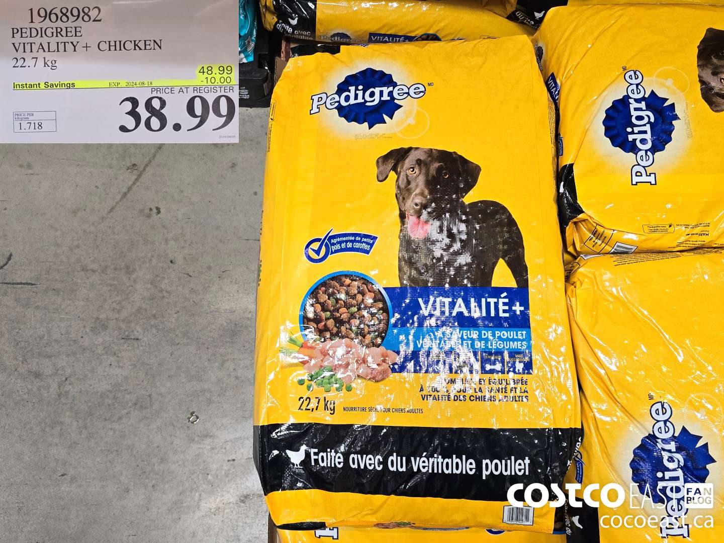 1968982 PEDIGREE VITALITY REAL CHICKEN DOG FOOD 22.7 kg ($10.00 INSTANT SAVINGS EXPIRES ON 2024-08-18) $38.99