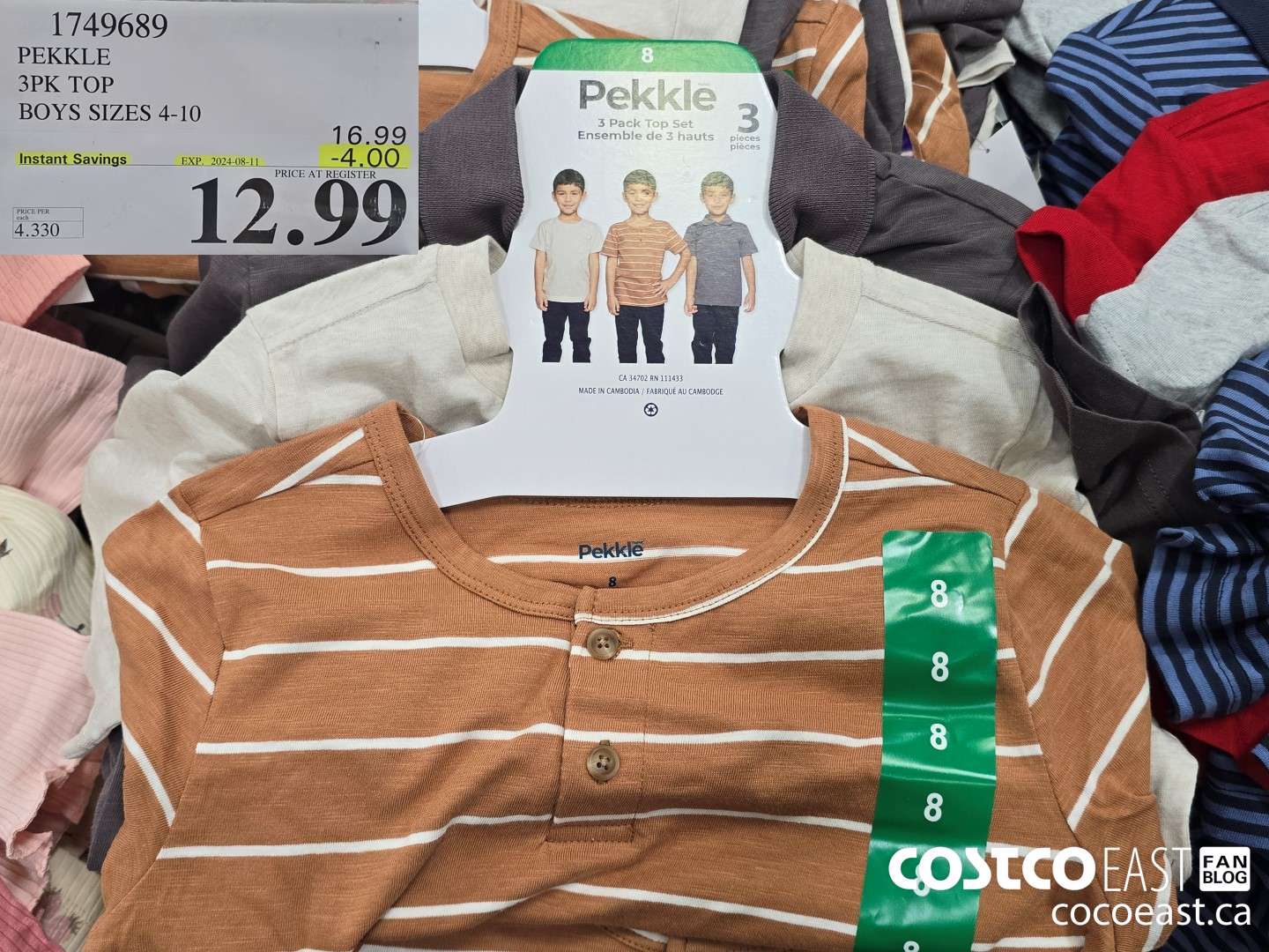 1749689 PEKKLE 3PK TOP BOYS SIZES 4-10 ($4.00 INSTANT SAVINGS EXPIRES ON 2024-08-11) $12.99