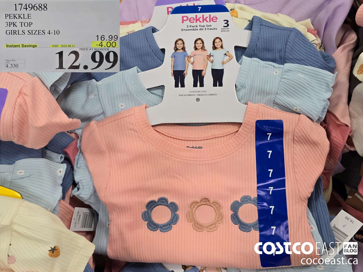 1749688 PEKKLE 3PK TOP GIRLS SIZES 4-10 ($4.00 INSTANT SAVINGS EXPIRES ON 2024-08-11) $12.99