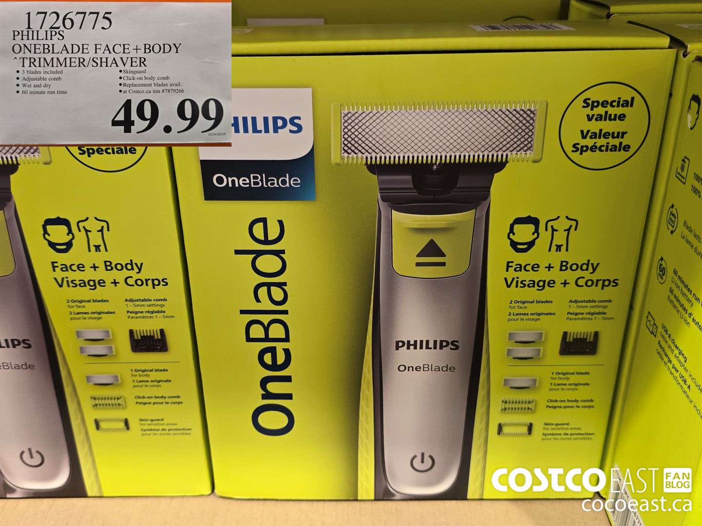 1726775 PHILIPS ONEBLADE FACE+ BODY TRIMMER/SHAVER $49.99