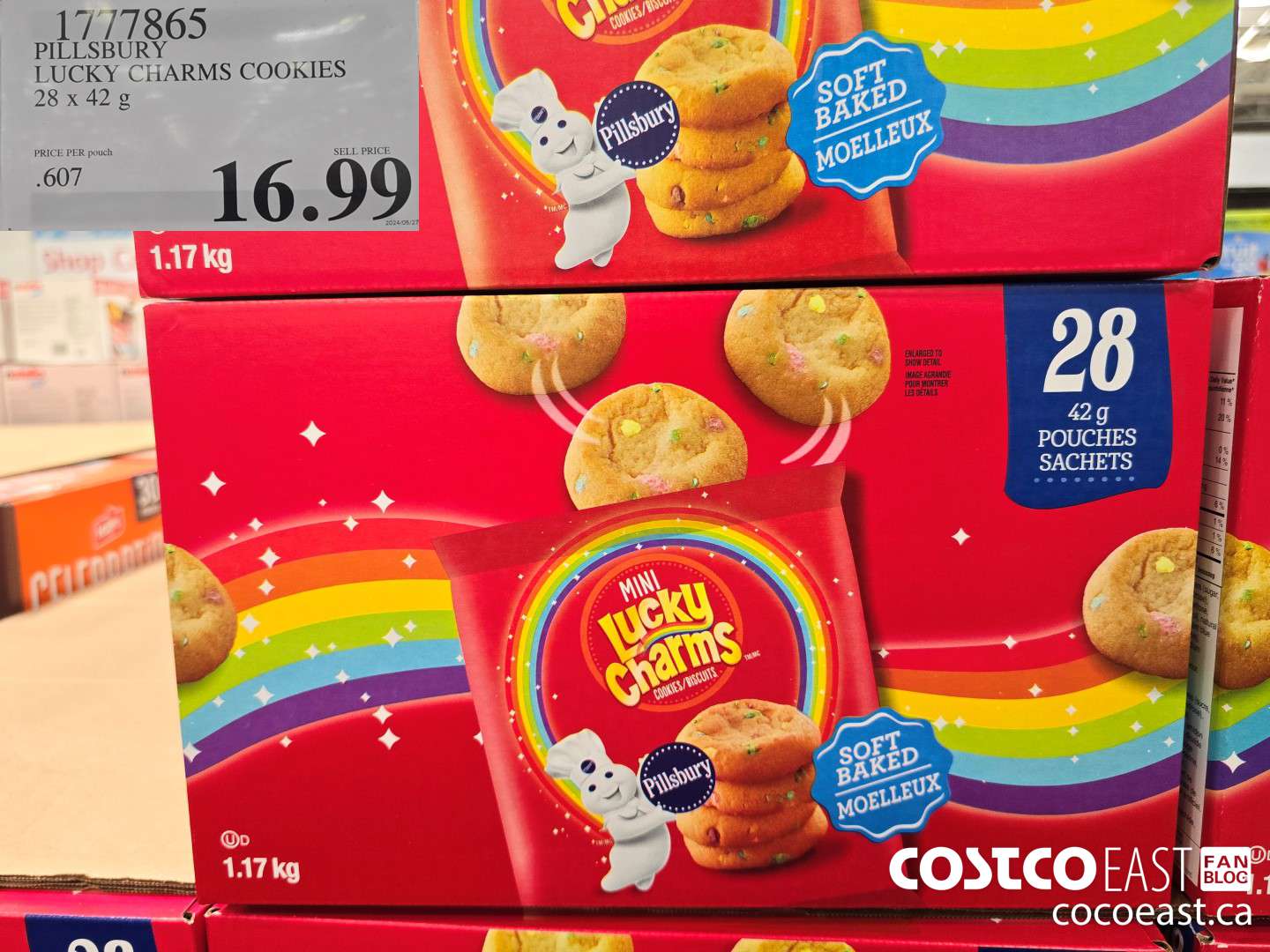 1777865 PILLSBURY LUCKY CHARMS COOKIES 28 x 42 g $16.99