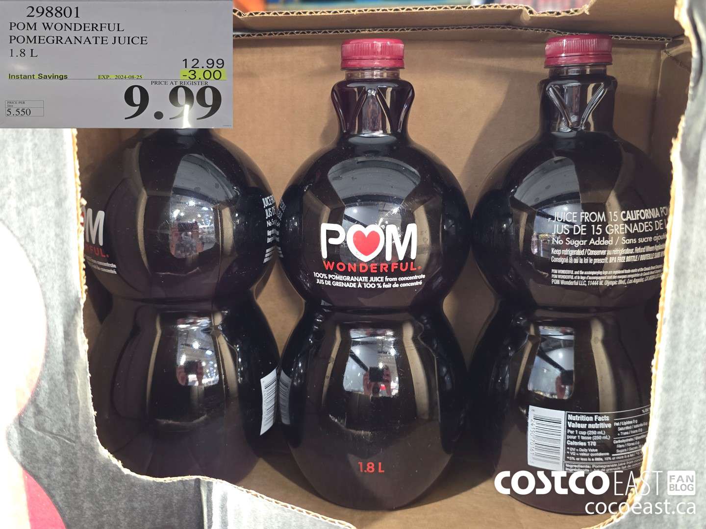 298801 POM WONDERFUL POMEGRANATE JUICE 1.8 L ($3.00 INSTANT SAVINGS EXPIRES ON 2024-08-25) $9.99