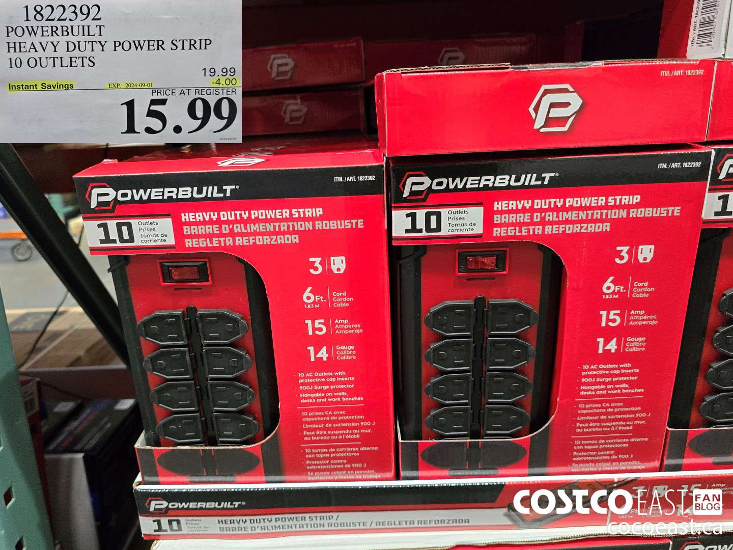 1822392 POWERBUILT HEAVY DUTY POWER STRIP 10 OUTLETS ($4.00 INSTANT SAVINGS EXPIRES ON 2024-09-01) $15.99