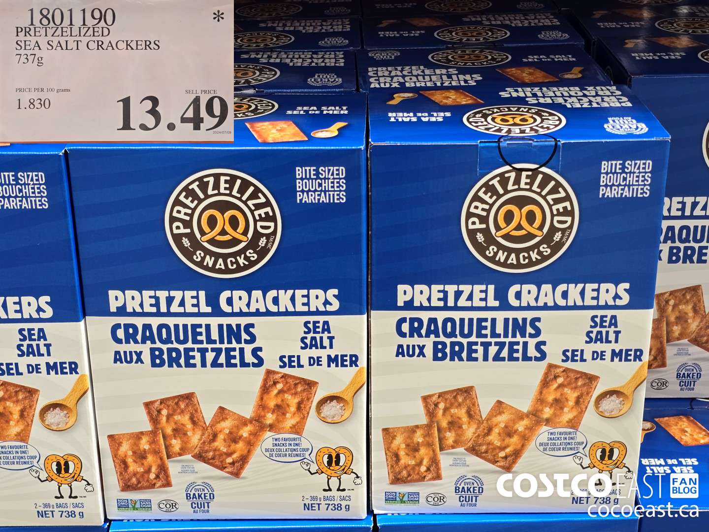 1801190 PRETZELIZED SEA SALT CRACKERS 737 G $13.49