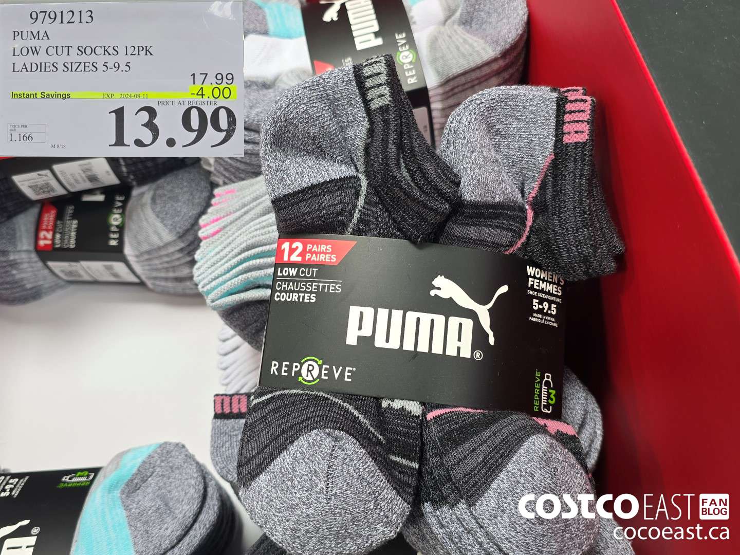 9791213 PUMA LOW CUT SOCKS 12PK LADIES SIZES 5-9.5 ($4.00 INSTANT SAVINGS EXPIRES ON 2024-08-11) $13.99