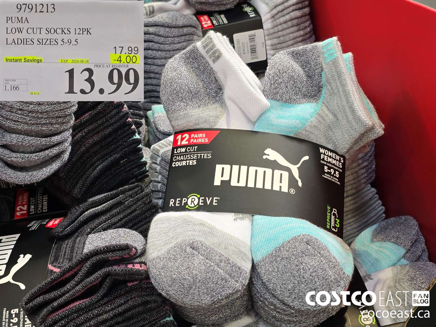 9791213 PUMA LOW CUT SOCKS 12PK LADIES SIZES 5-9.5 ($4.00 INSTANT SAVINGS EXPIRES ON 2024-08-18) $13.99