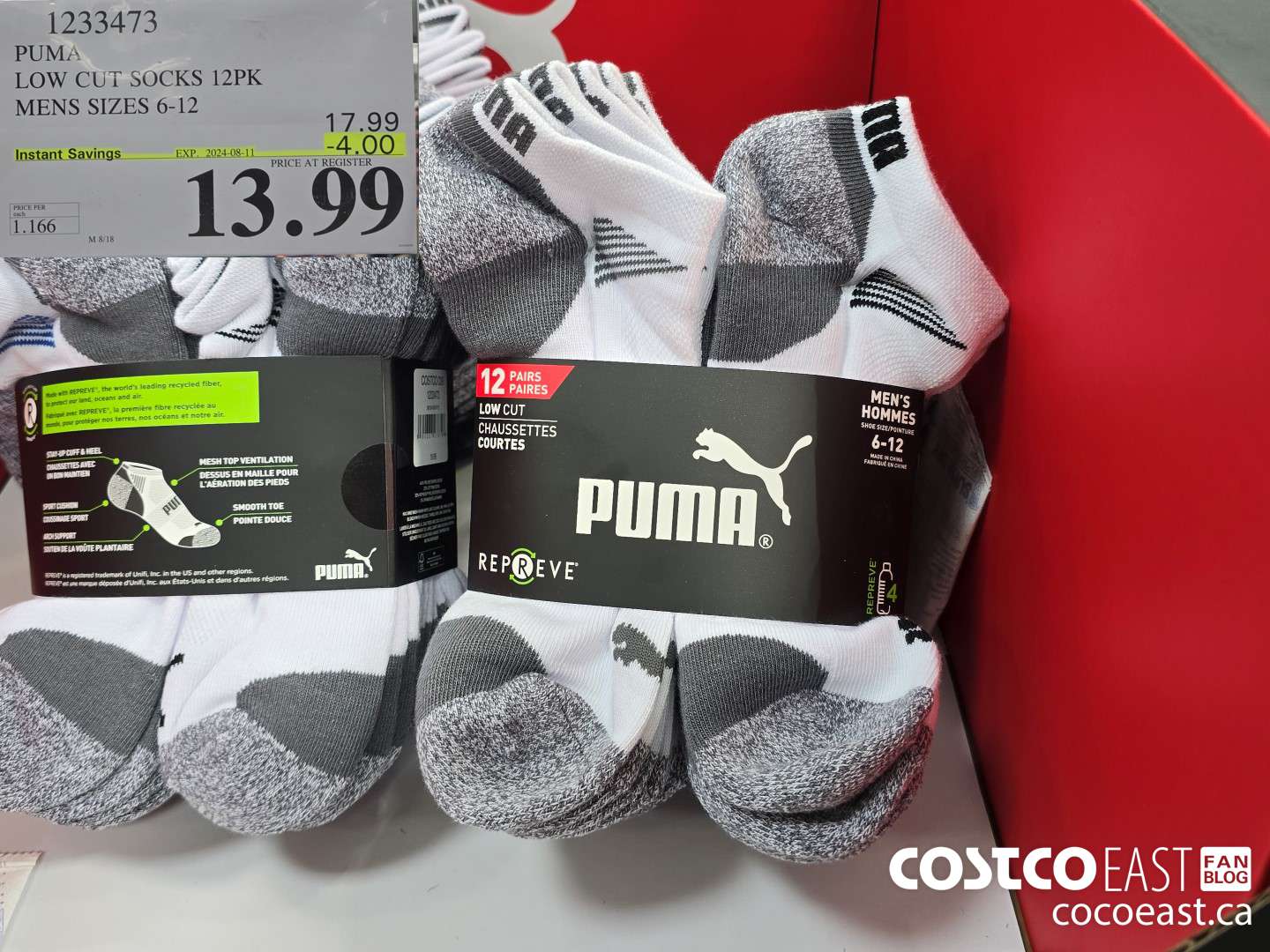 1233473 PUMA LOW CUT SOCK 12PK MENS SIZES 6-12 ($4.00 INSTANT SAVINGS EXPIRES ON 2024-08-11) $13.99