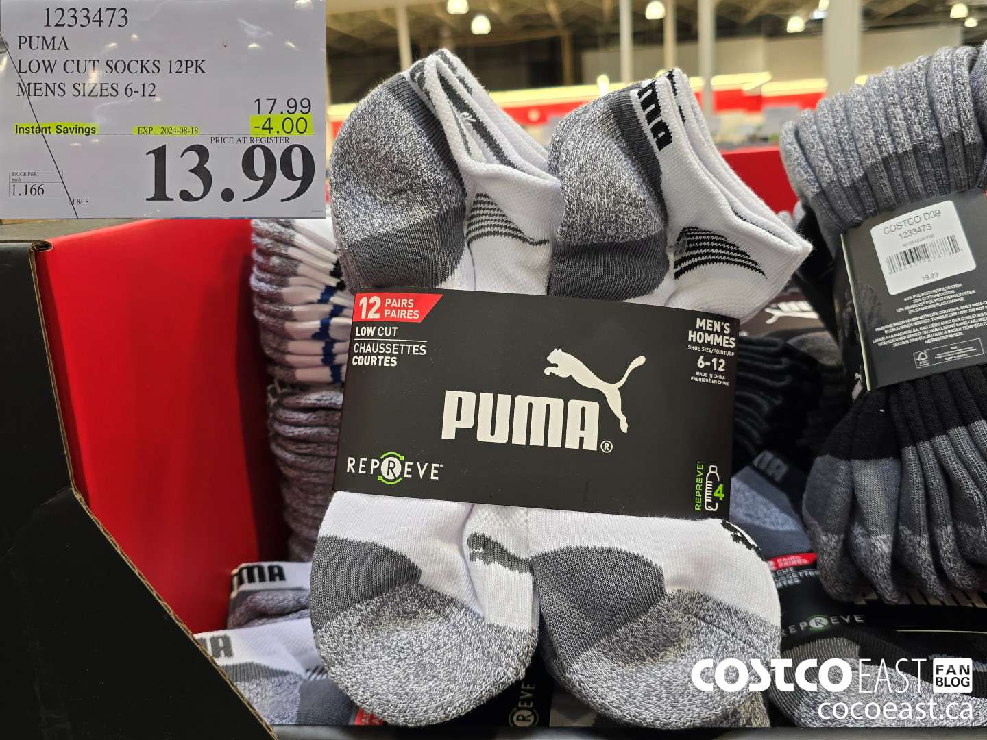 1233473 PUMA LOW CUT SOCK 12PK MENS SIZES 6-12 ($4.00 INSTANT SAVINGS EXPIRES ON 2024-08-18) $13.99
