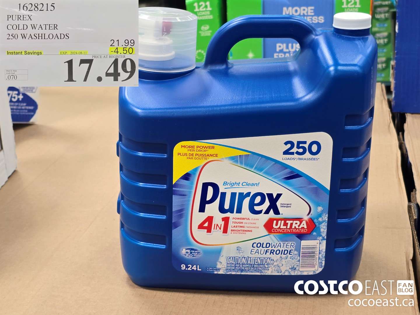 1628215 PUREX COLD WATER 250 washloads ($4.50 INSTANT SAVINGS EXPIRES ON 2024-08-11) $17.49