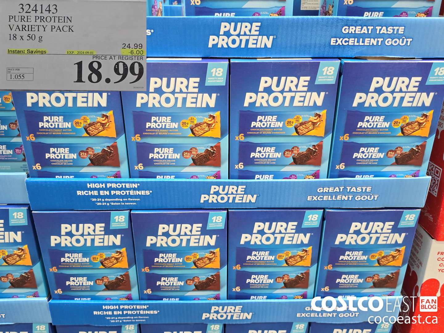 324143 PURE PROTEIN VARIETY PACK 18 x 50 g ($6.00 INSTANT SAVINGS EXPIRES ON 2024-09-01) $18.99