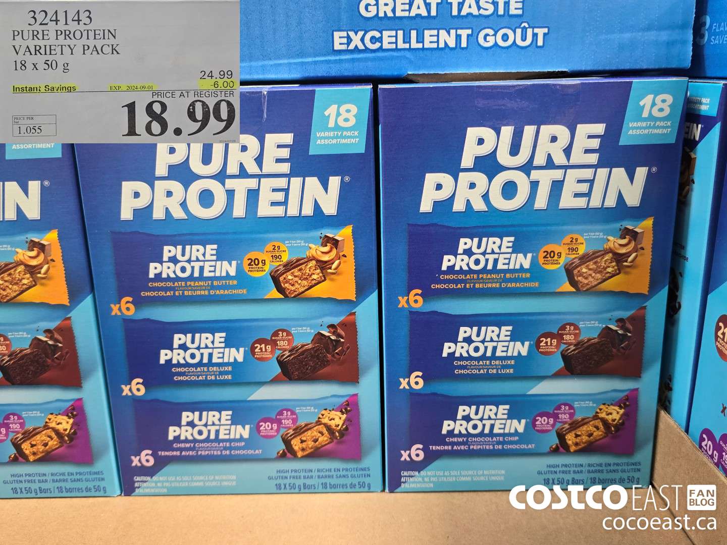 324143 PURE PROTEIN VARIETY PACK 18 x 50 g ($6.00 INSTANT SAVINGS EXPIRES ON 2024-09-01) $18.99