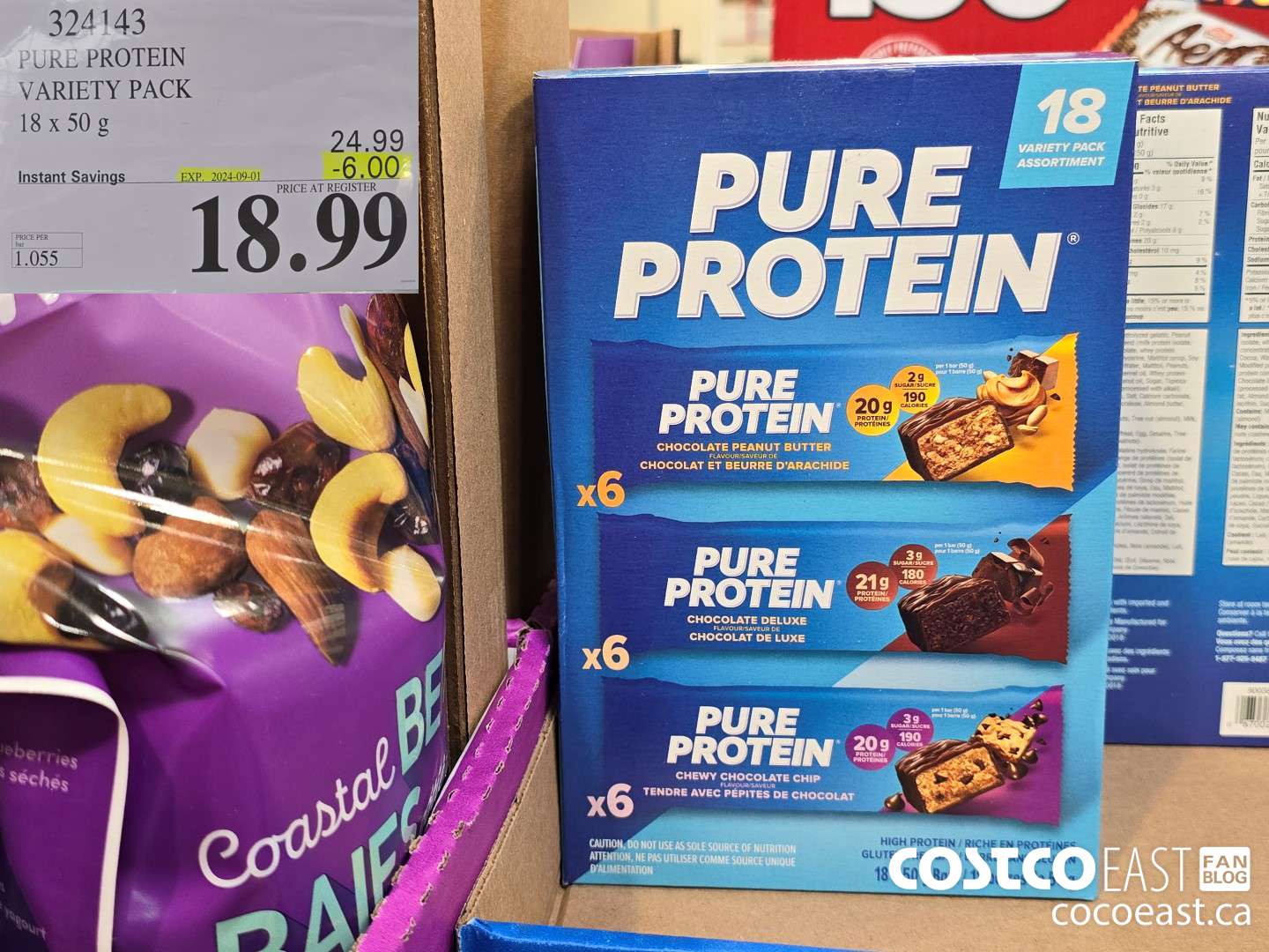 324143 PURE PROTEIN VARIETY PACK 18 x 50 g ($6.00 INSTANT SAVINGS EXPIRES ON 2024-09-01) $18.99