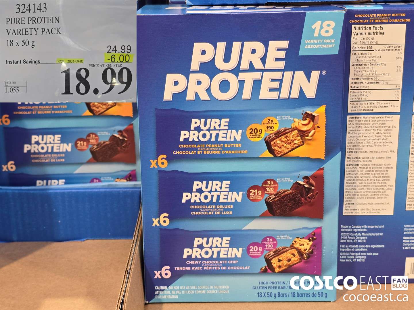 324143 PURE PROTEIN VARIETY PACK 18 x 50 g ($6.00 INSTANT SAVINGS EXPIRES ON 2024-09-01) $18.99