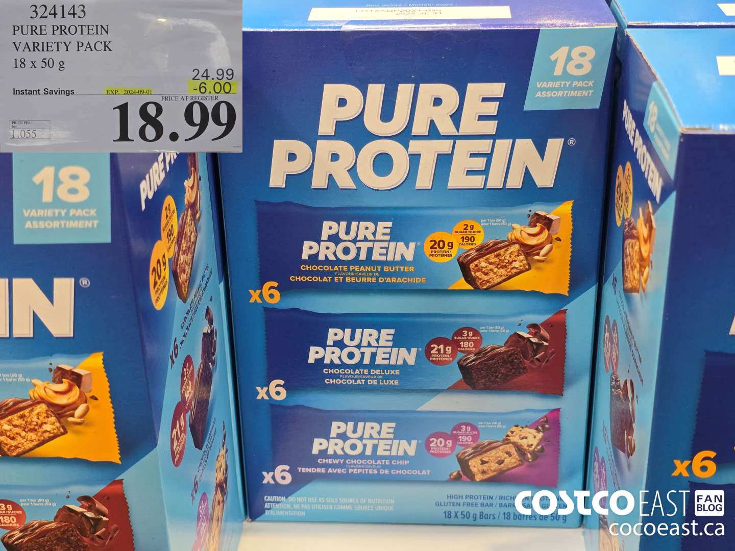 324143 PURE PROTEIN VARIETY PACK 18 x 50 g ($6.00 INSTANT SAVINGS EXPIRES ON 2024-09-01) $18.99