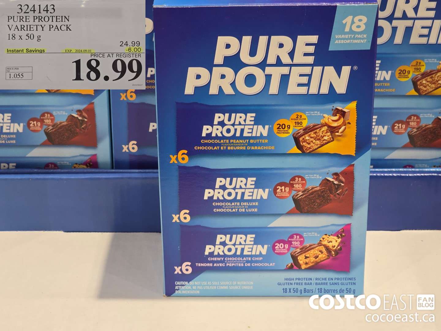 324143 PURE PROTEIN VARIETY PACK 18 x 50 g ($6.00 INSTANT SAVINGS EXPIRES ON 2024-09-01) $18.99