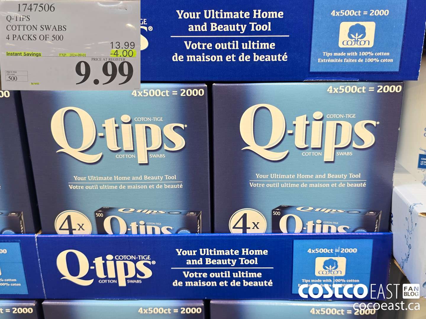 1747506 Q-TIPS COTTON SWABS 4 PACKS OF 500 ($4.00 INSTANT SAVINGS EXPIRES ON 2024-09-01) $9.99