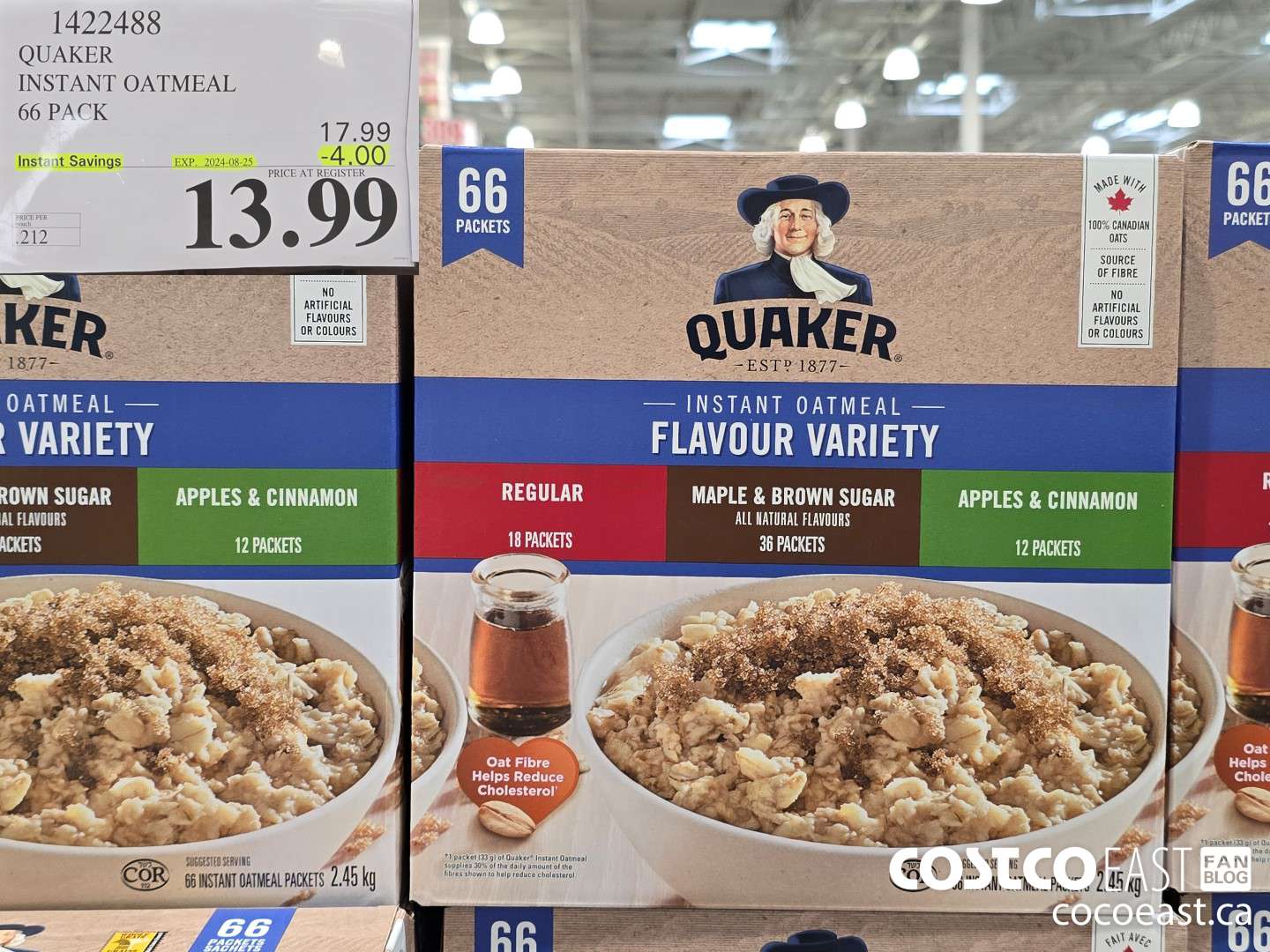 1422488 QUAKER INSTANT OATMEAL 66 PACK ($4.00 INSTANT SAVINGS EXPIRES ON 2024-08-25) $13.99