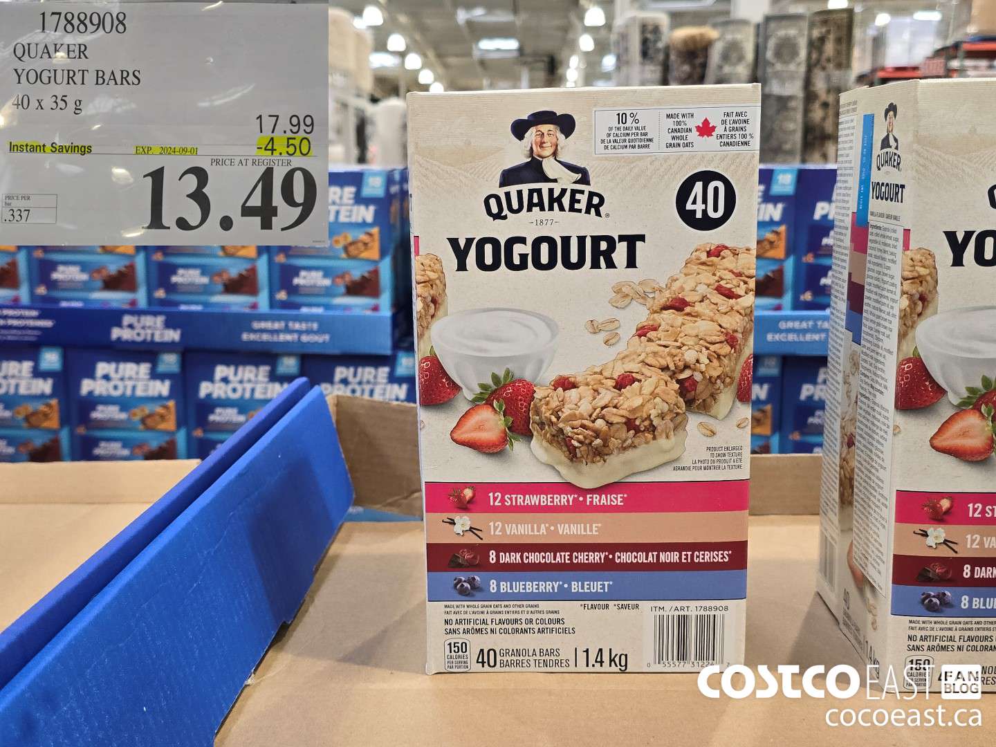 1788908 QUAKER YOGURT BARS 40 x 35g ($4.50 INSTANT SAVINGS EXPIRES ON 2024-09-01) $13.49