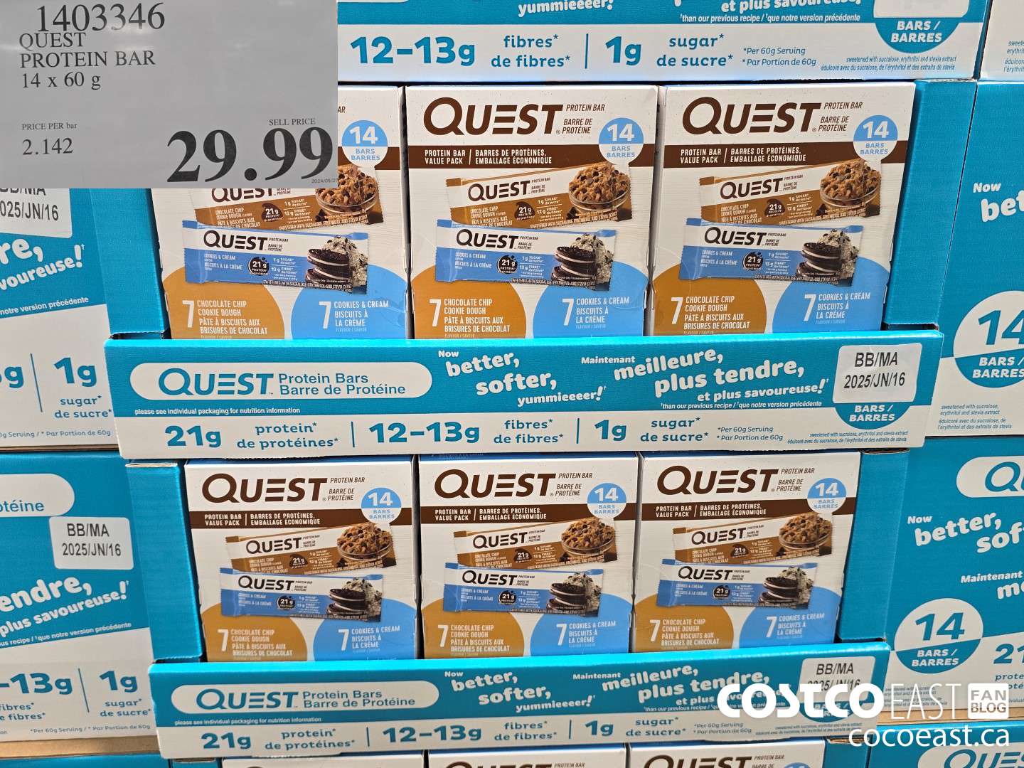 1403346 QUEST PROTEIN BARS 14 X 60G $29.99