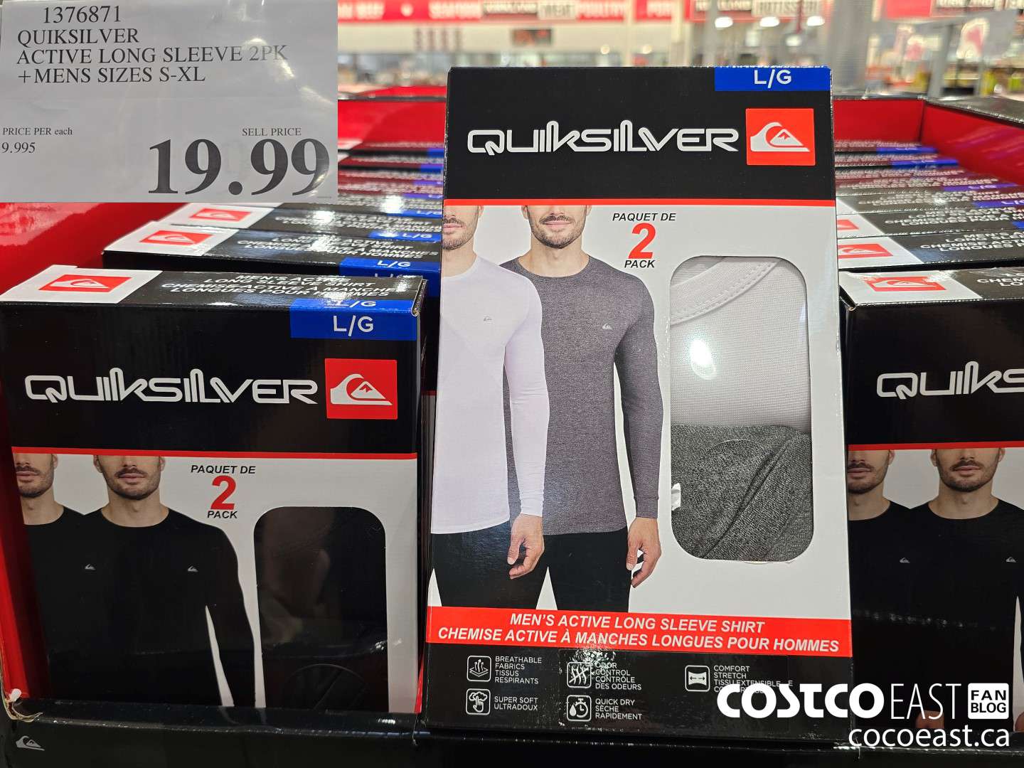 1376871 QUIKSILVER ACTIVE LONG SLEEVE 2PK + MENS SIZES S-XL $19.99