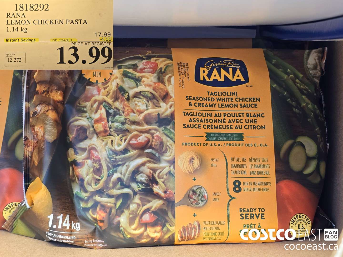 1818292 RANA LEMON CHICKEN PASTA 1.14 kg ($4.00 INSTANT SAVINGS EXPIRES ON 2024-08-11) $13.99