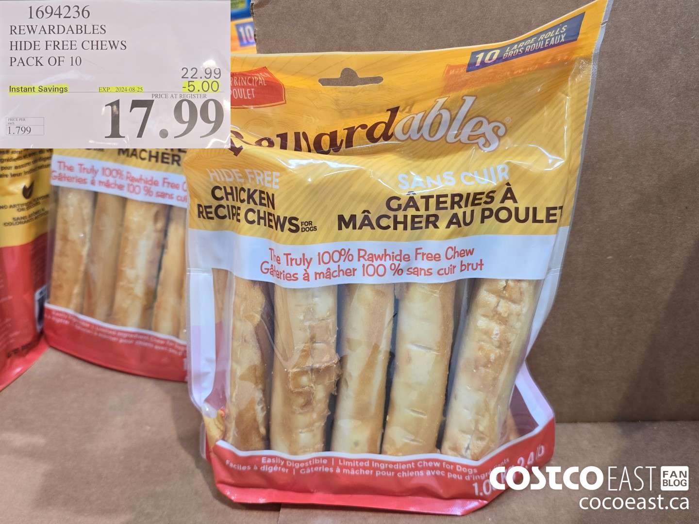 1694236 REWARDABLES HIDE FREE CHEWS PACK OF 10 ($5.00 INSTANT SAVINGS EXPIRES ON 2024-08-25) $17.99