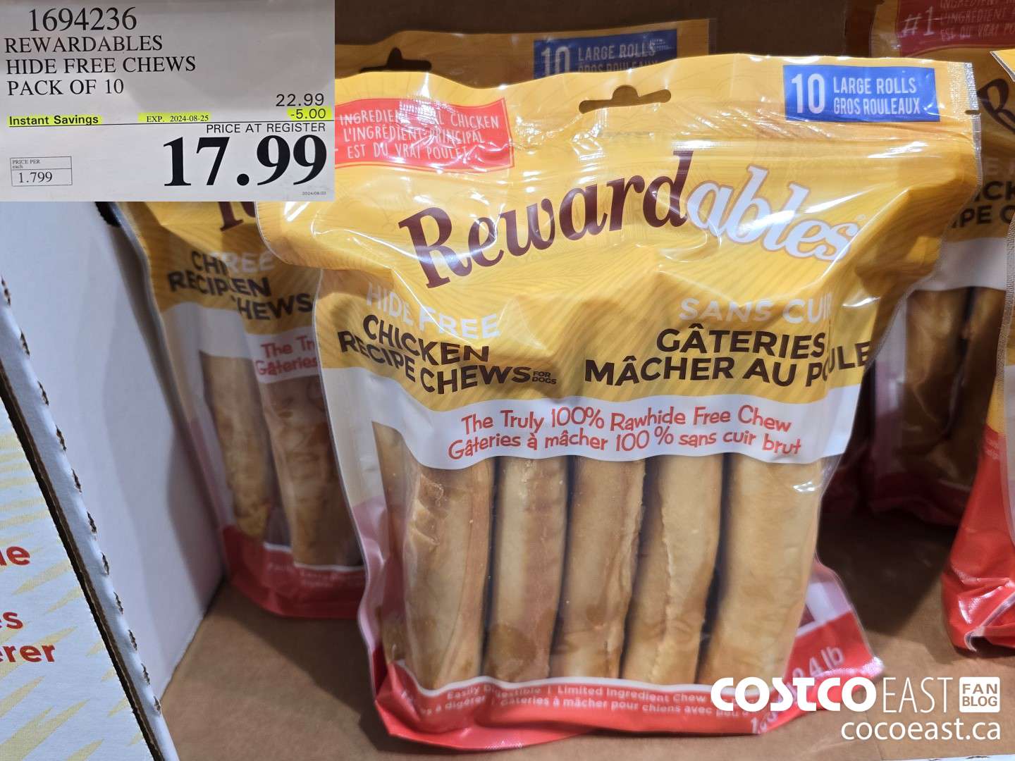 1694236 REWARDABLES HIDE FREE CHEWS PACK OF 10 ($5.00 INSTANT SAVINGS EXPIRES ON 2024-08-25) $17.99