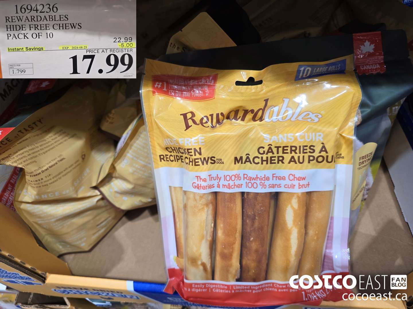 1694236 REWARDABLES HIDE FREE CHEWS PACK OF 10 ($5.00 INSTANT SAVINGS EXPIRES ON 2024-08-25) $17.99