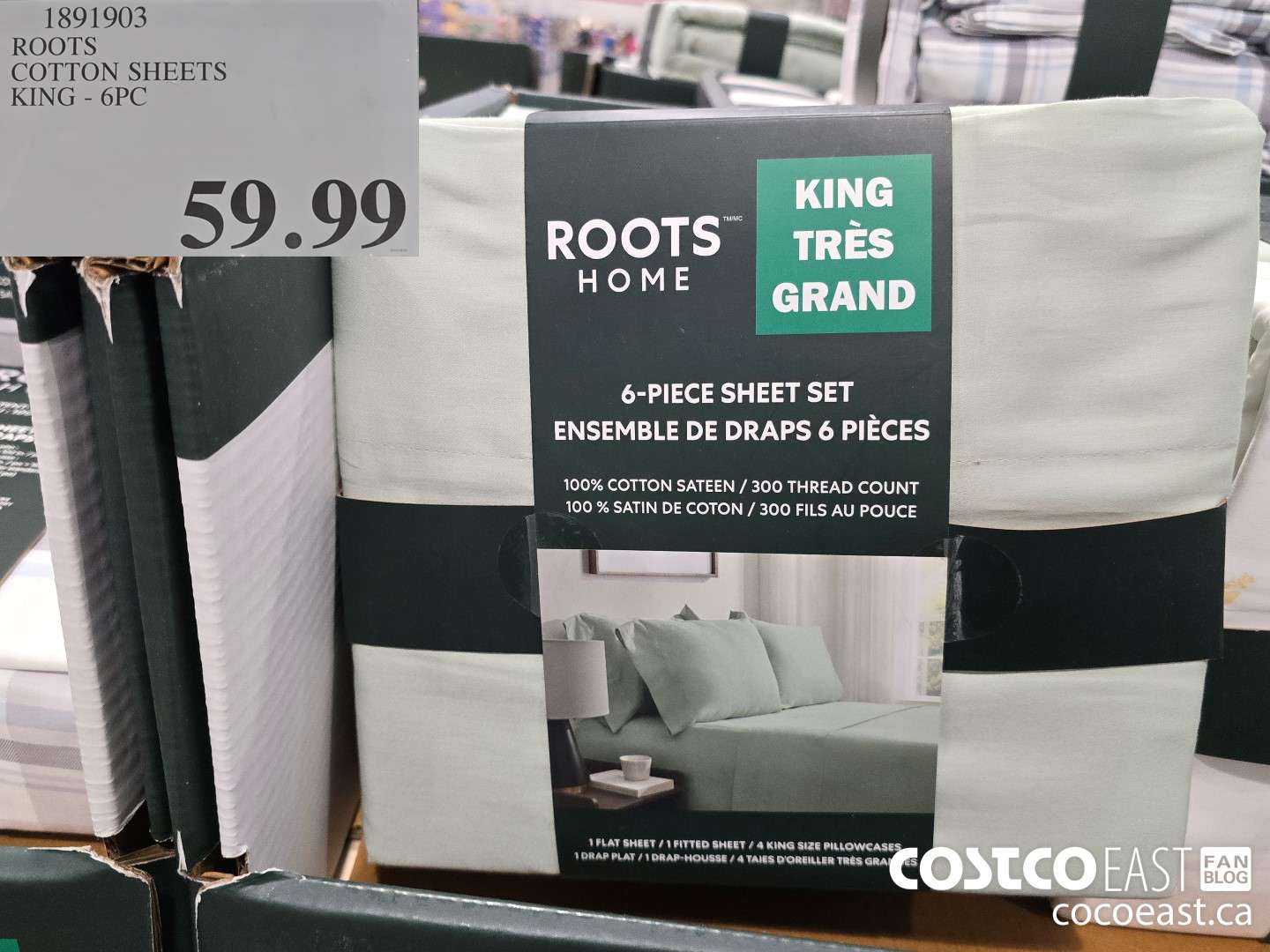 1891903 ROOTS COTTON SHEETS KING - 6PC $59.99