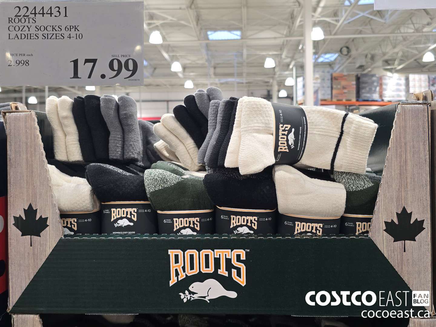 2244431 ROOTS COZY SOCKS 6PK LADIES SIZES 4-10 $17.99