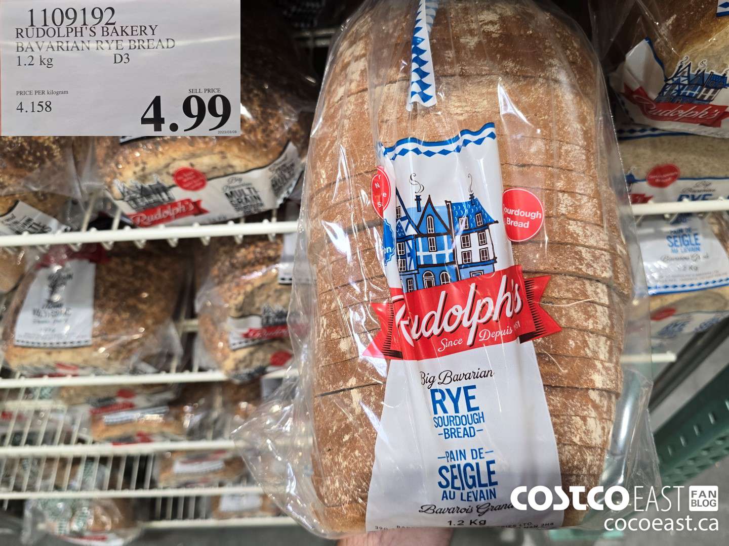 1109192 RUDOLPH'S BAKERY BAVARIAN RYE BREAD 1.2 KG $4.99