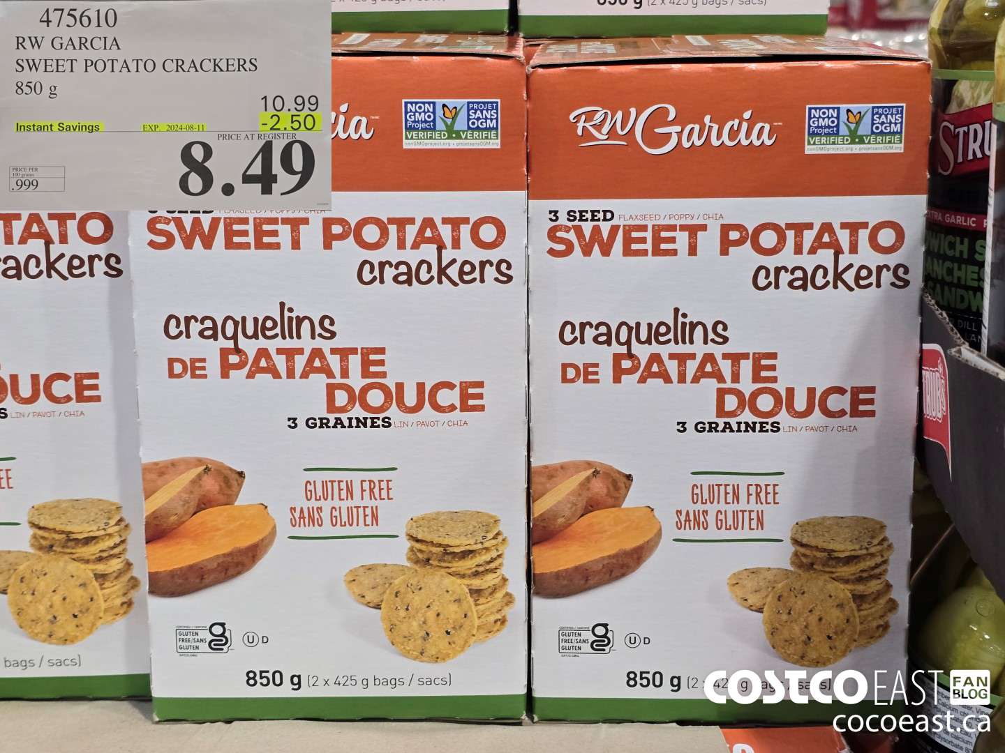 475610 RW GARCIA SWEET POTATO CRACKERS 850 G ($2.50 INSTANT SAVINGS EXPIRES ON 2024-08-11) $8.49
