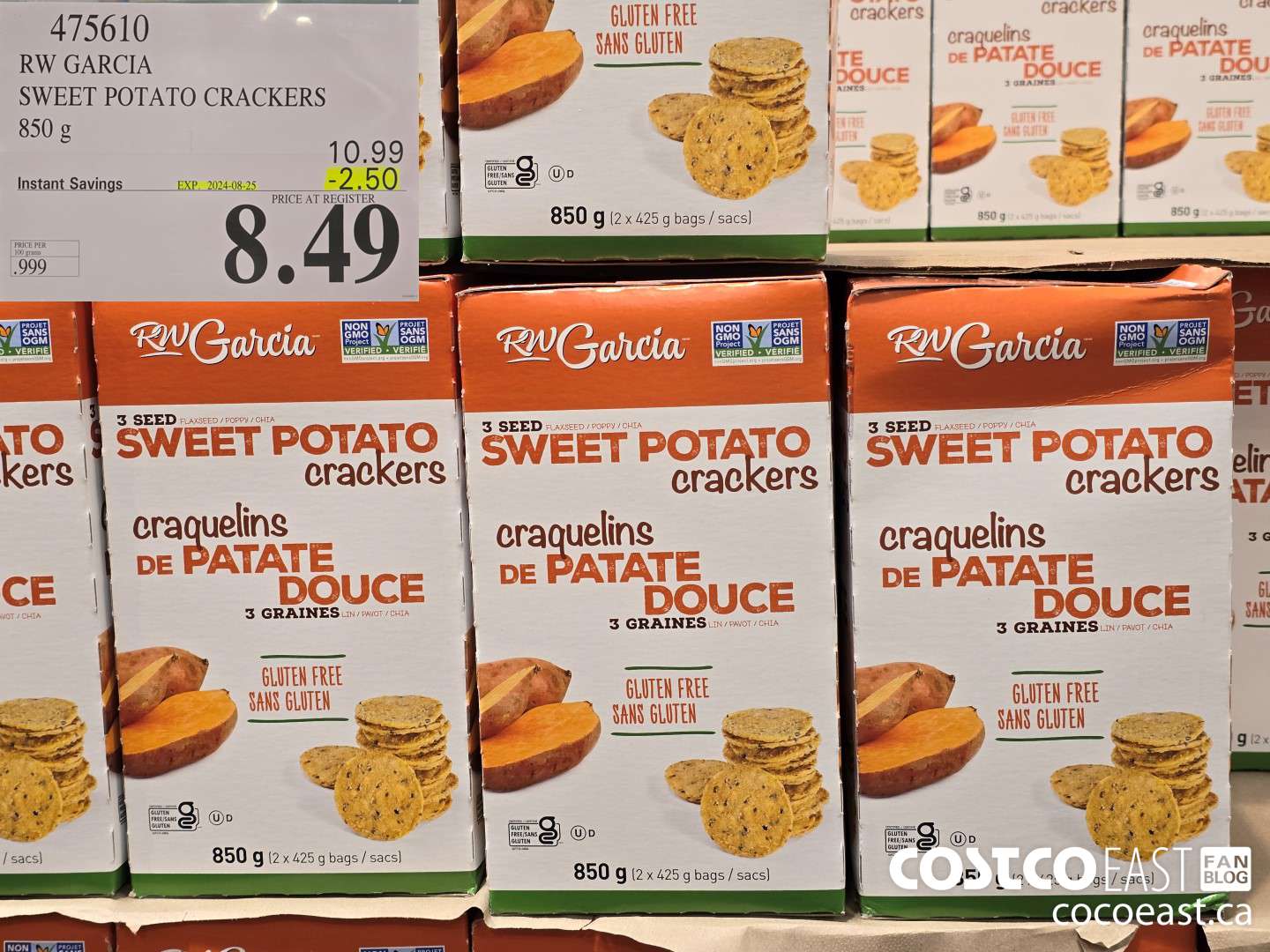475610 RW GARCIA SWEET POTATO CRACKERS 850 G ($2.50 INSTANT SAVINGS EXPIRES ON 2024-08-25) $8.49