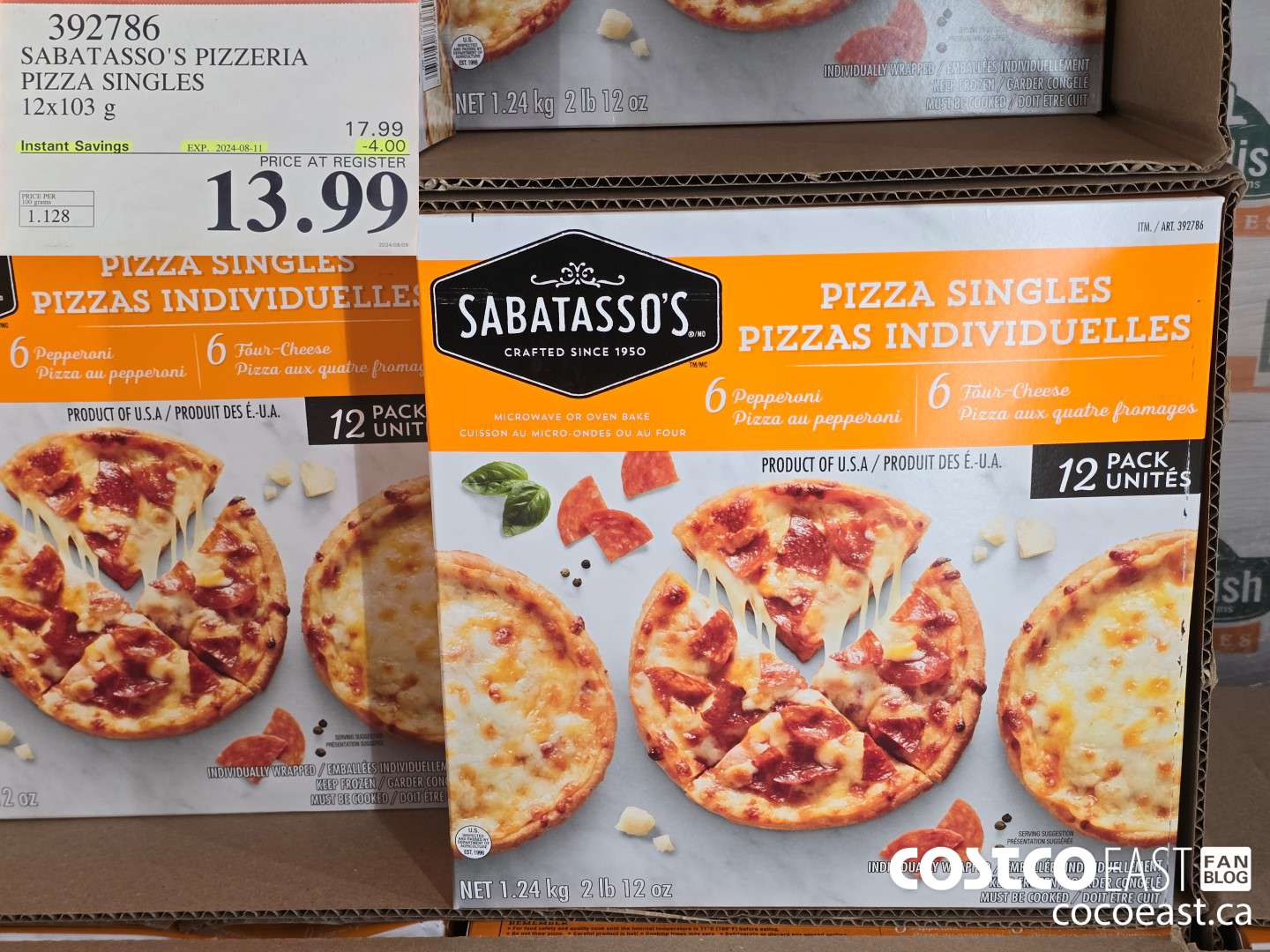 392786 SABATASSO'S PIZZERIA PIZZA SINGLES 12 X 103 G ($4.00 INSTANT SAVINGS EXPIRES ON 2024-08-11) $13.99