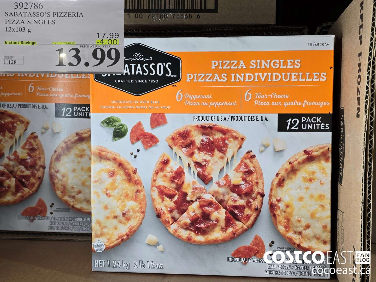 392786 SABATASSO'S PIZZERIA PIZZA SINGLES 12 X 103 G ($4.00 INSTANT SAVINGS EXPIRES ON 2024-09-01) $13.99
