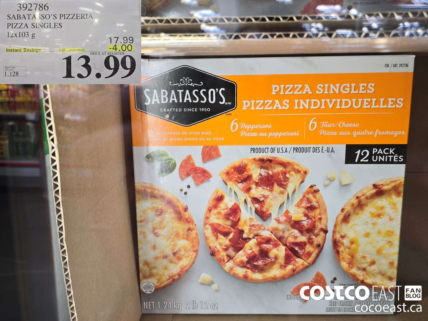 392786 SABATASSO'S PIZZERIA PIZZA SINGLES 12 X 103 G ($4.00 INSTANT SAVINGS EXPIRES ON 2024-09-01) $13.99