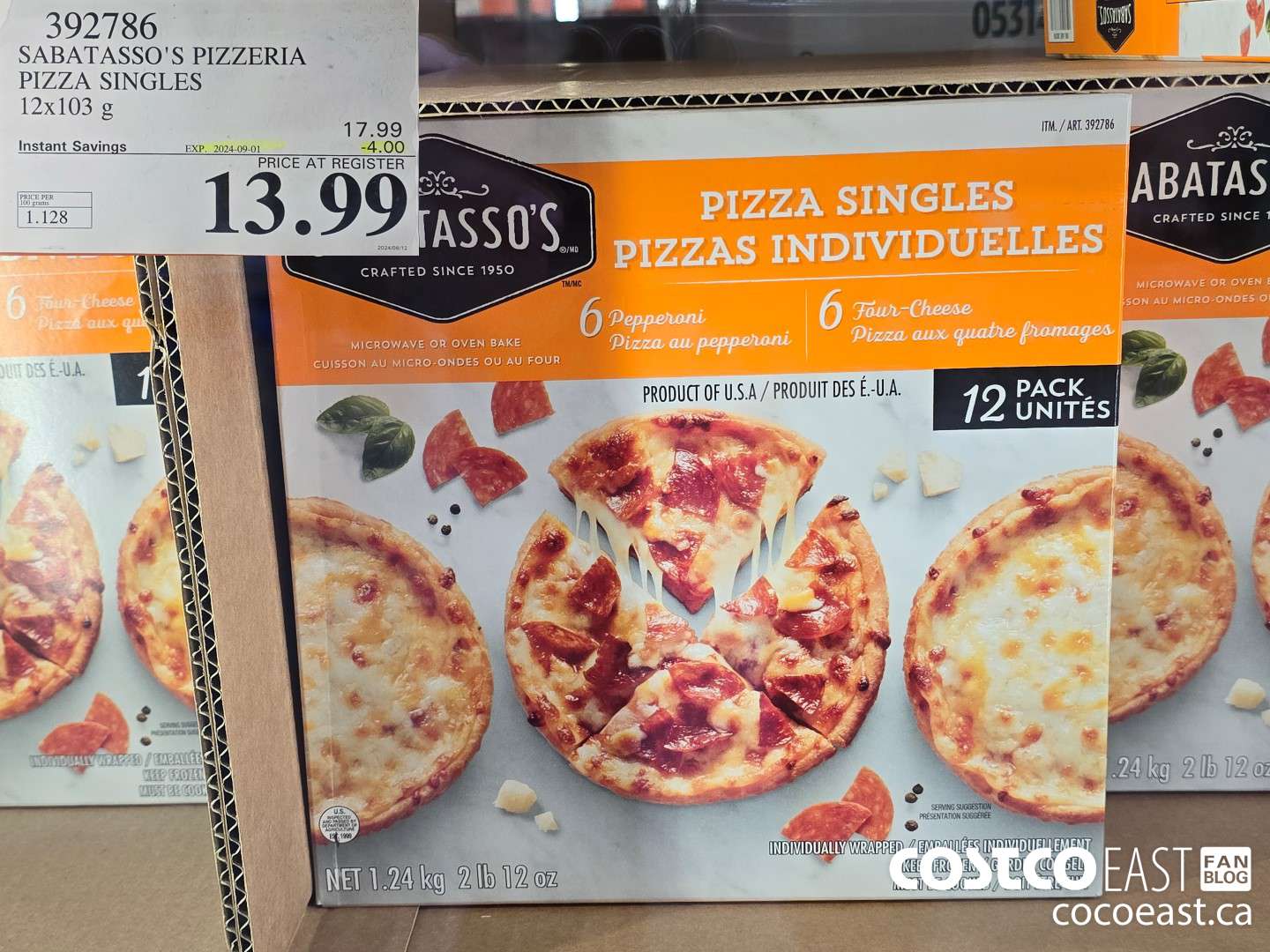 392786 SABATASSO'S PIZZERIA PIZZA SINGLES 12 X 103 G ($4.00 INSTANT SAVINGS EXPIRES ON 2024-09-01) $13.99