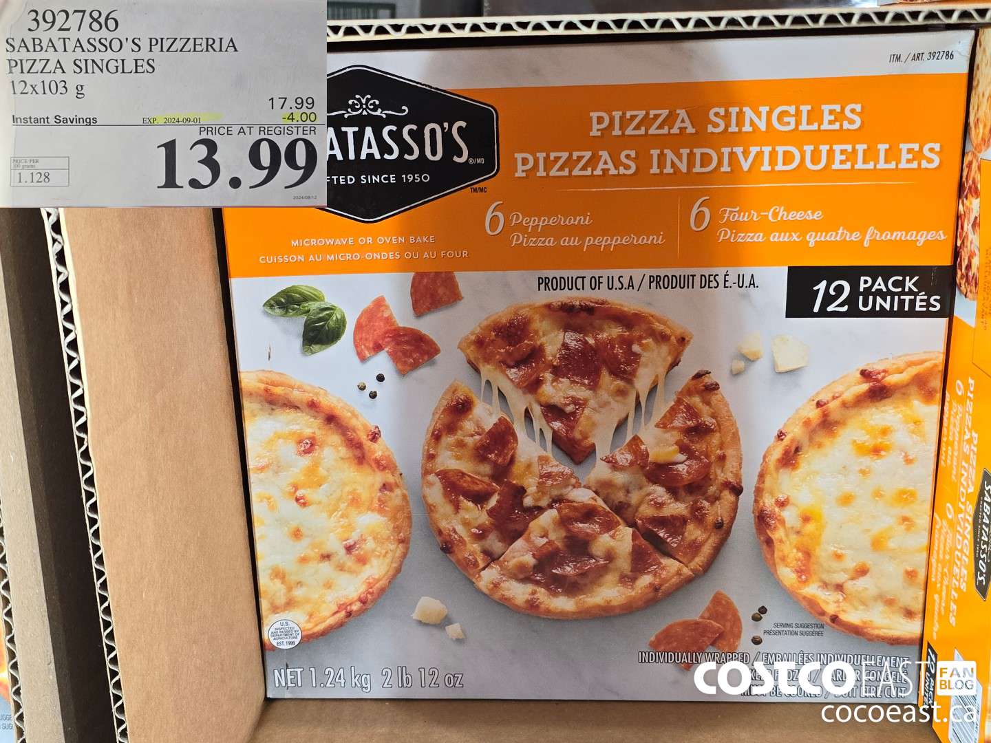 392786 SABATASSO'S PIZZERIA PIZZA SINGLES 12 X 103 G ($4.00 INSTANT SAVINGS EXPIRES ON 2024-09-01) $13.99