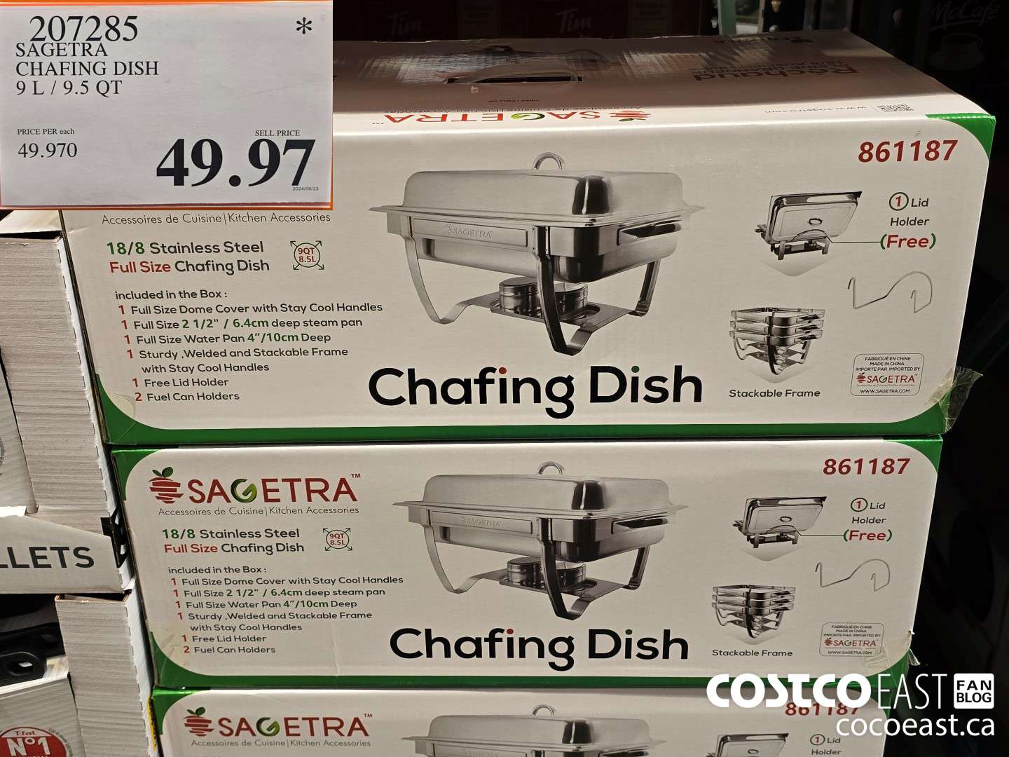 207285 SAGETRA CHAFING DISH 9 L/ 9.5 qt $49.97