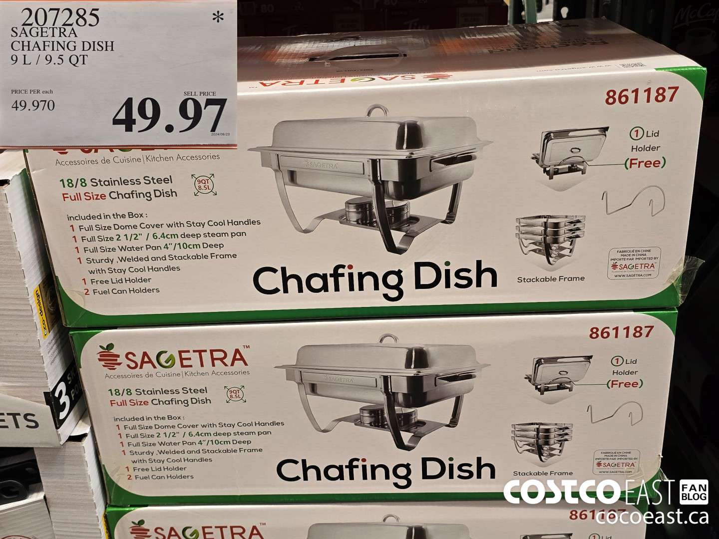 207285 SAGETRA CHAFING DISH 9 L/ 9.5 qt $49.97
