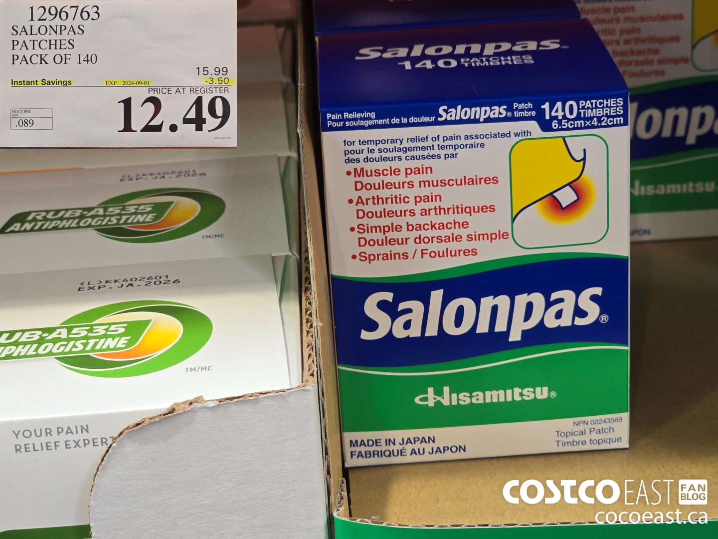 1296763 SALONPAS PATCHES PACK OF 140 ($3.50 INSTANT SAVINGS EXPIRES ON 2024-09-01) $12.49
