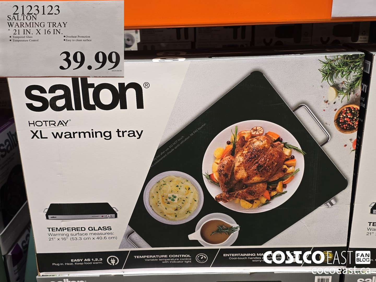 2123123 SALTON WARMING TRAY 21 IN. X 16 IN. $39.99
