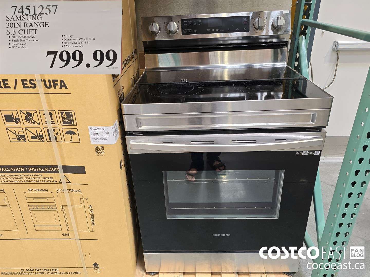 7451257 SAMSUNG 30IN RANGE 6.3 CU. FT. $799.99