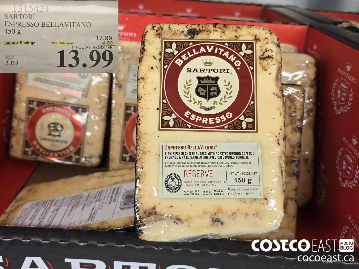 1315424 SARTORI ESPRESSO BELLAVITANO 450 G ($4.00 INSTANT SAVINGS EXPIRES ON 2022-08-04) $13.99