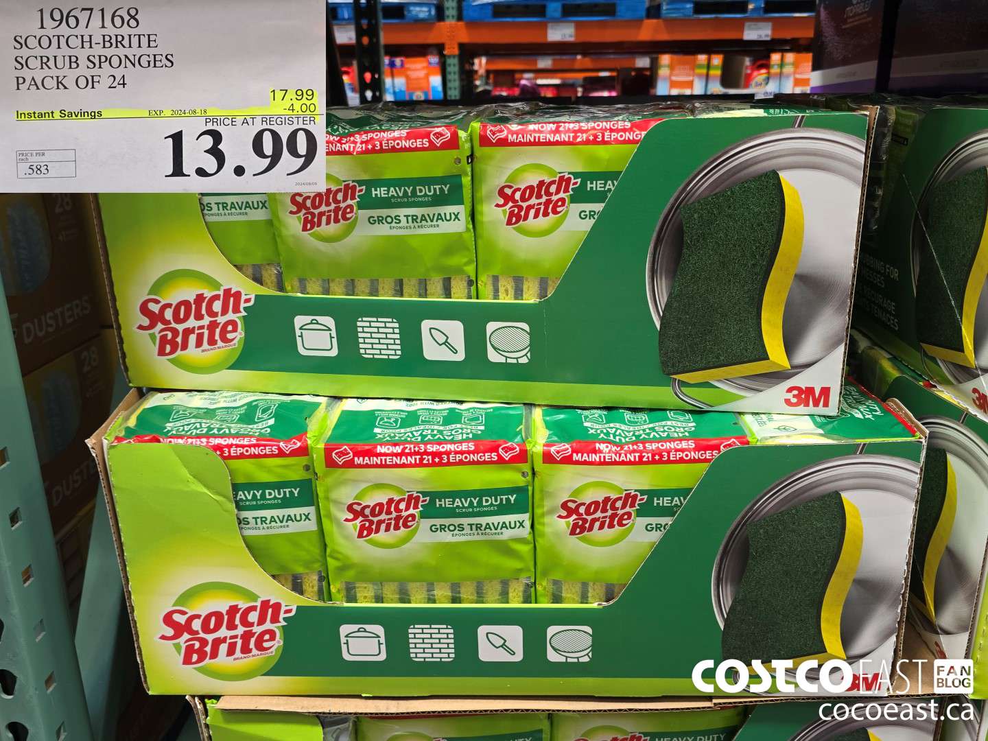 1967168 SCOTCH-BRITE SCRUB SPONGES PACK OF 24 ($4.00 INSTANT SAVINGS EXPIRES ON 2024-08-18) $13.99