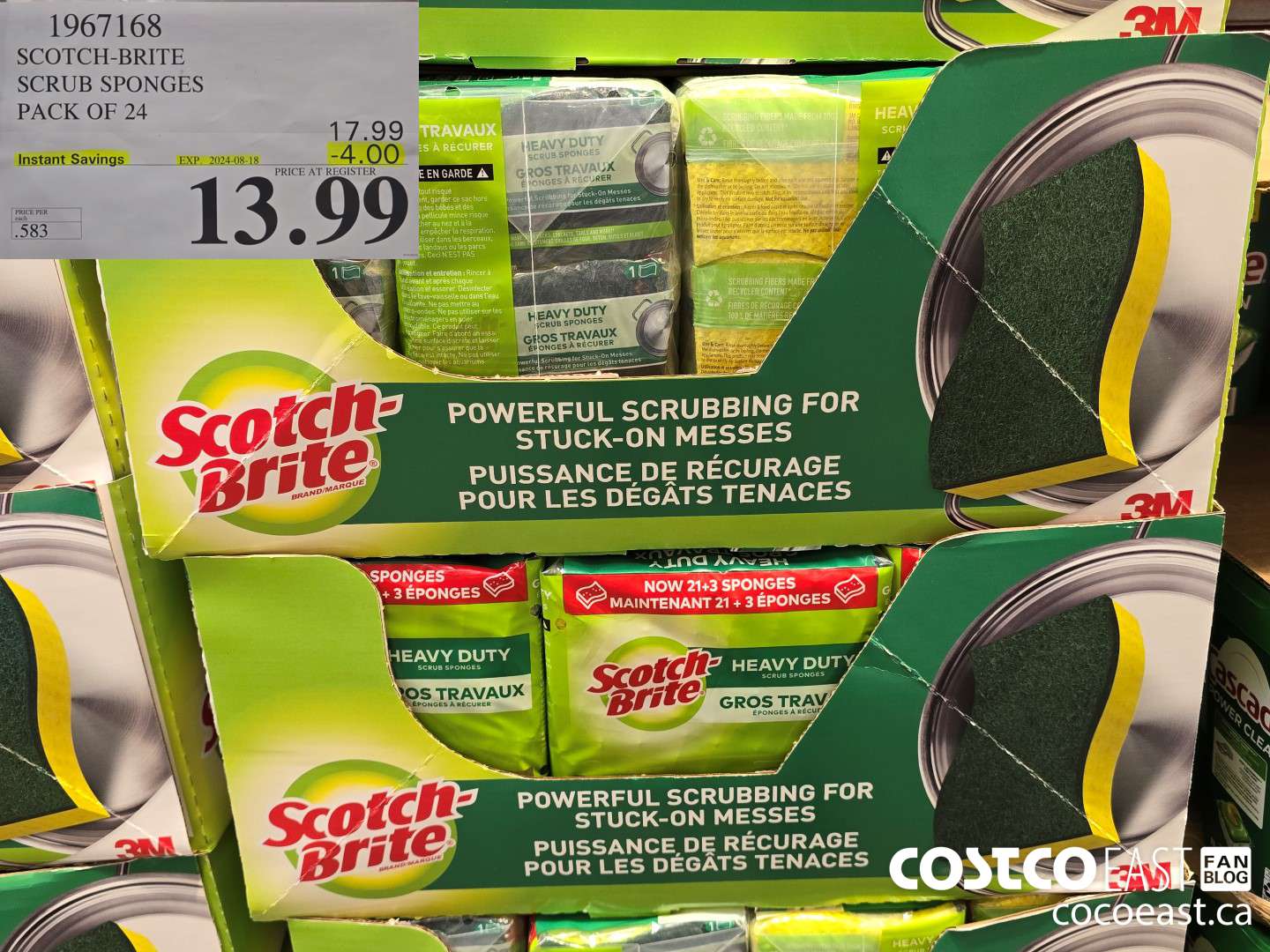 1967168 SCOTCH-BRITE SCRUB SPONGES PACK OF 24 ($4.00 INSTANT SAVINGS EXPIRES ON 2024-08-18) $13.99