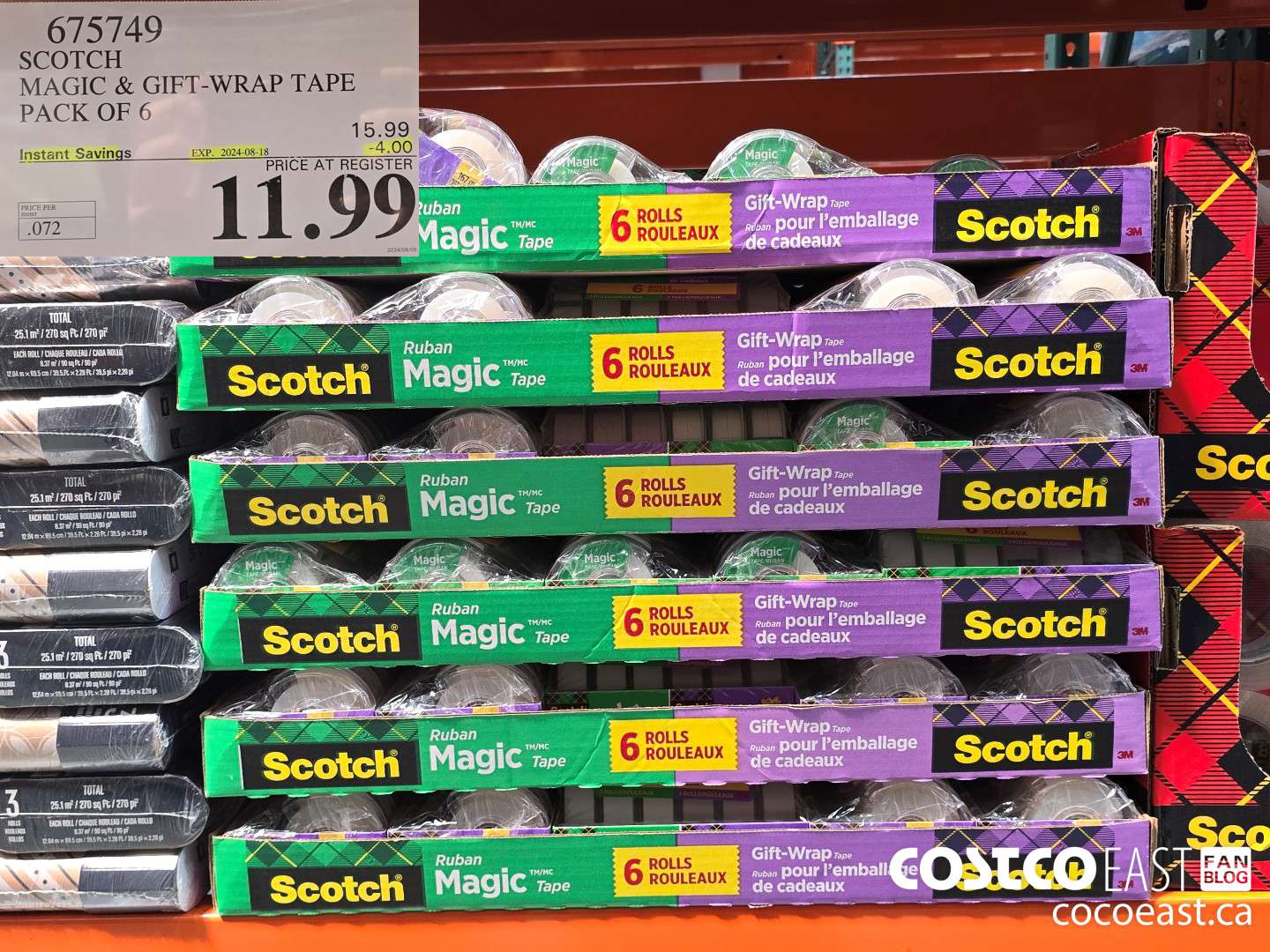 675749 SCOTCH MAGIC & GIFT-WRAP TAPE PACK OF 6 ($4.00 INSTANT SAVINGS EXPIRES ON 2024-08-18) $11.99