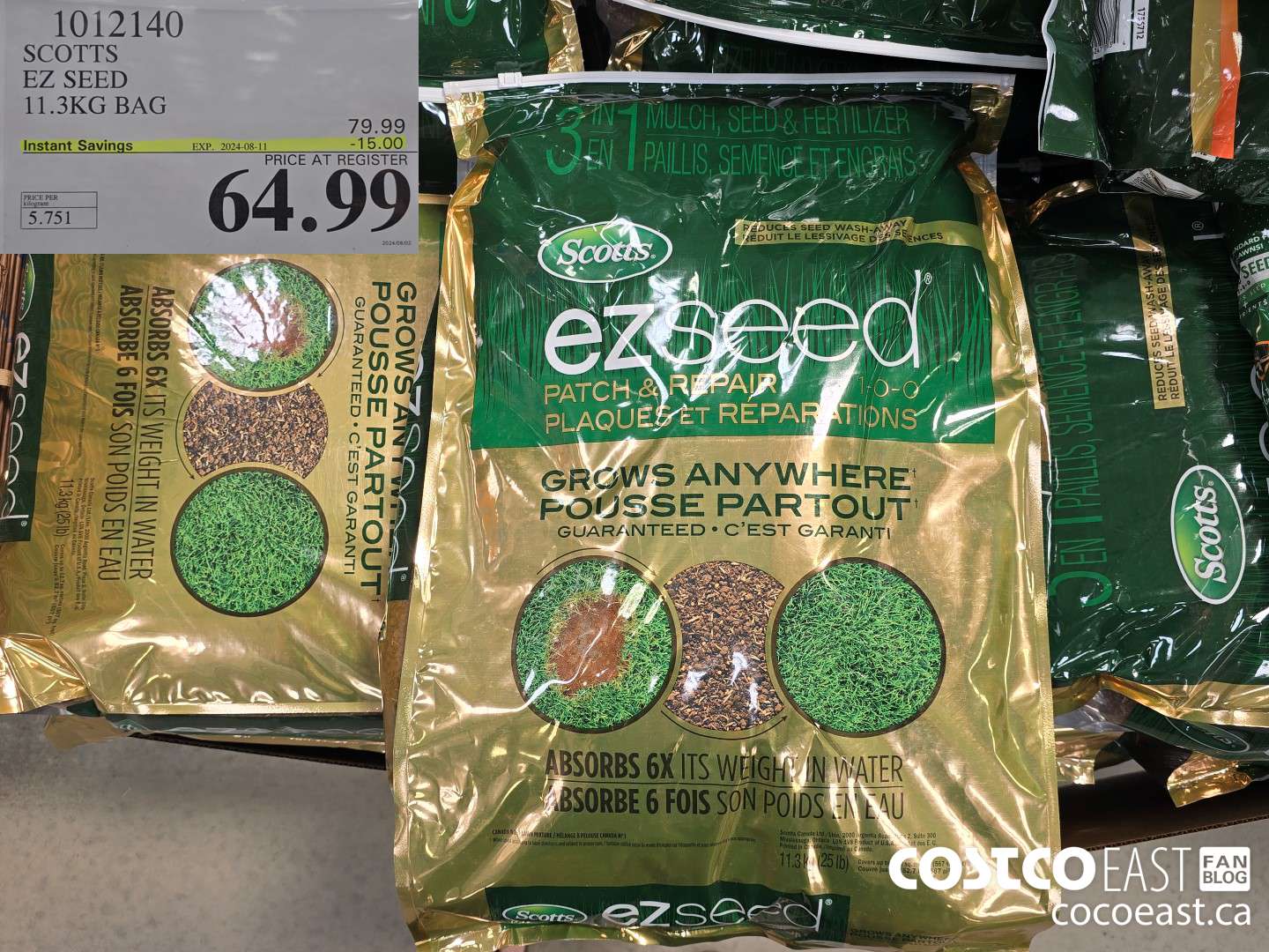 1012140 SCOTTS EZ SEED 11.3 KG BAG ($15.00 INSTANT SAVINGS EXPIRES ON 2024-08-11) $64.99